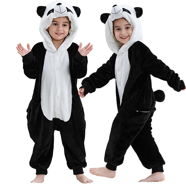 MICHLEY carnival Flannel Pajamas Child Sleepwear Jumpsuit Onesies Animal Cartoon Clothes Winter Halloween For Boys Girls Family