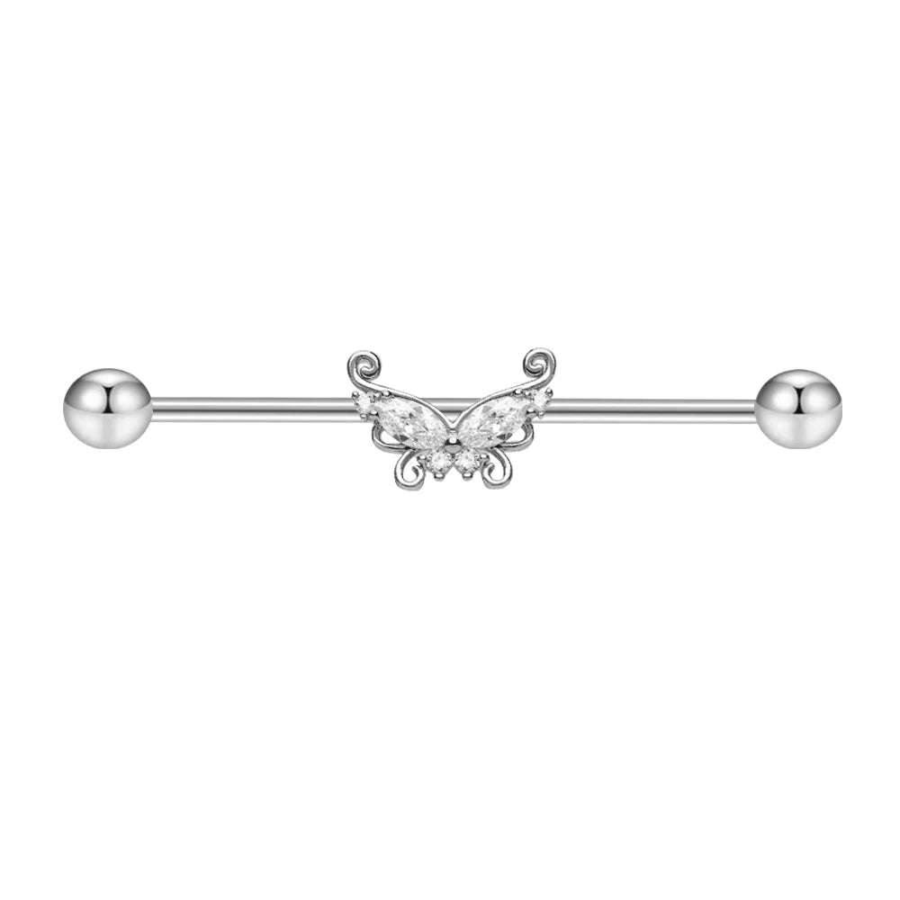 316L Surgical Steel Industrial Barbell Earrings Heart Arrow for Women Men Helix Conch Cartilage Piercing Jewelry 38mm 14g Bar