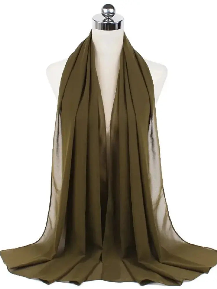 New Fashion Women Solid Chiffon Headscarf Ready To Wear Instant Hijab Scarf Muslim Shawl Islamic Hijabs Arab Wrap Head Scarves