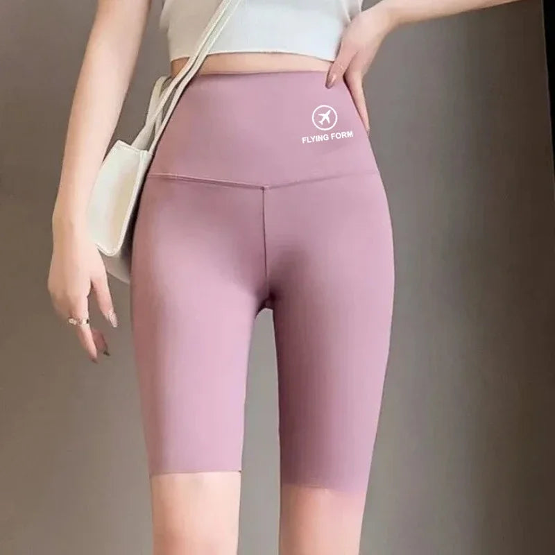 Summer Shark Bottoming Trousers Female External Wear Thin Section High Waist Lift Hip Elastic Yoga Five-minute Trousers Female