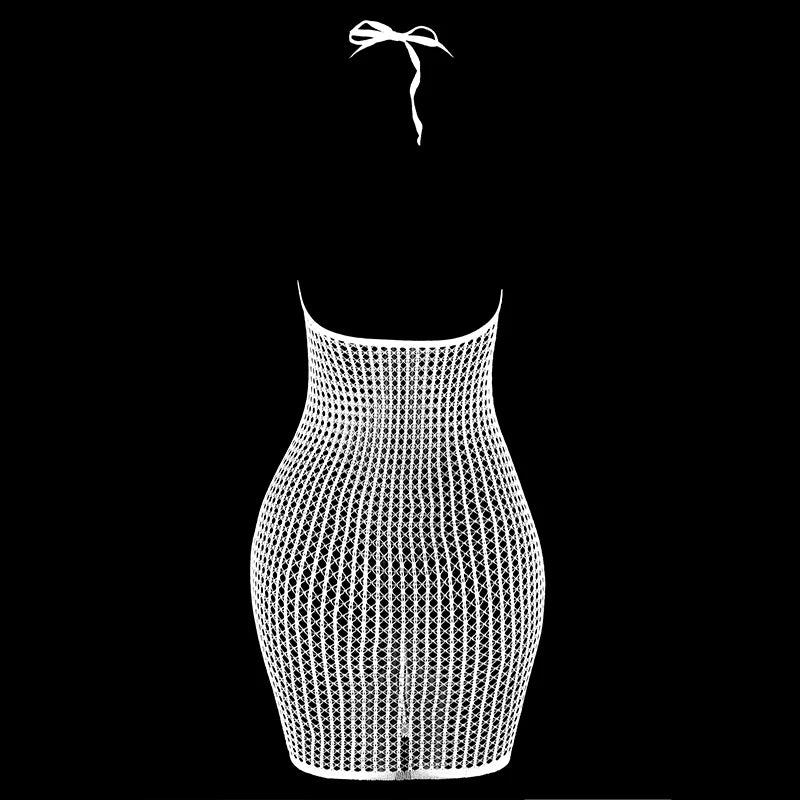 1PC Women Sexy Fishnet Cover Up Without Bikini Hollow Out See Through Bodycon Dress Beachwear Summer Women's Swimwear DS140