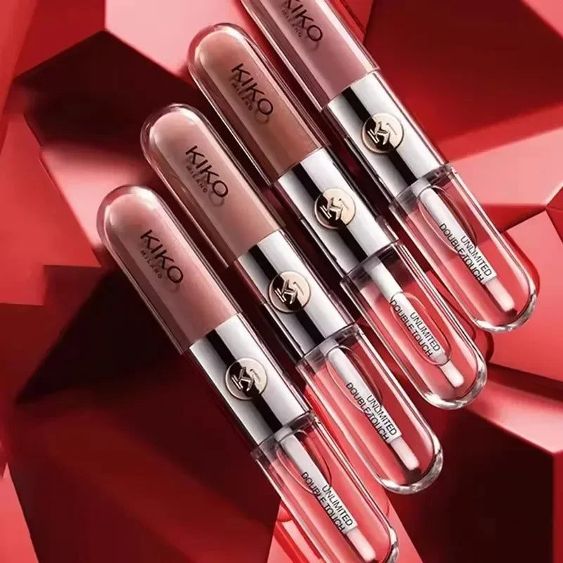 Hot Kiko Double Headed Lipstick Transparent Mirror Lip Gloss Non Fading Oil Sexy Rich Lip Gloss Milk Tea Bean Paste Naked Makeup