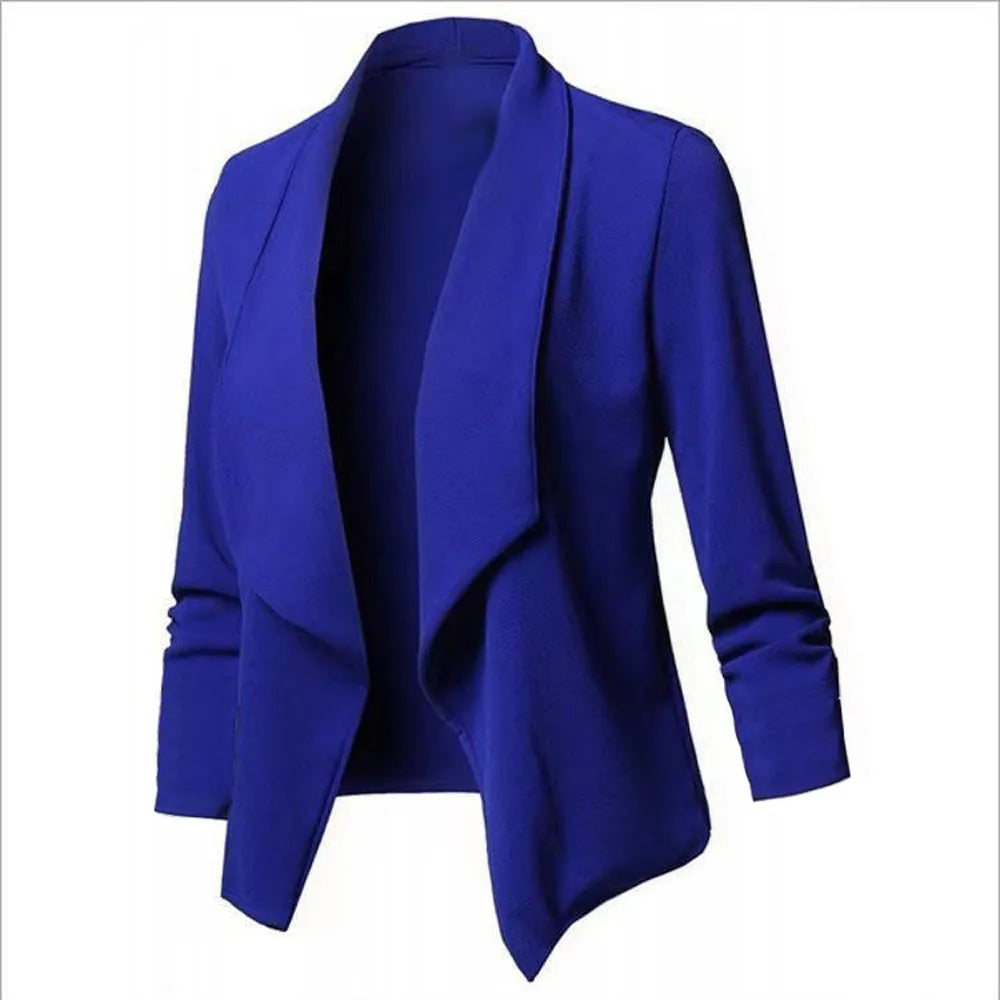 Women OL Blazers Oversized S-5XL Female Notched Long Sleeve Pleated Slim Business Workwear Cardigan Blazers Coats ZC545
