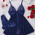 Elegant Transparent Red Sexy Lingerie Women's Underwear See Through Sleepwear Lace Nightdress Panty Pijamas Sets Female Babydoll