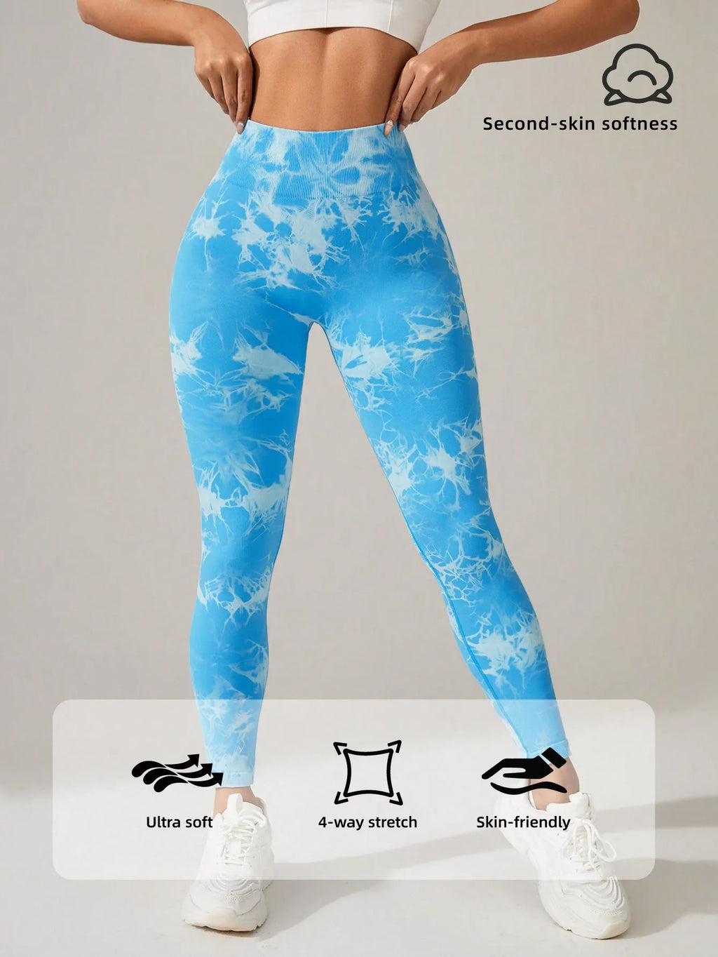 Women Seamless High Waist Tie Dye Yoga Leggings, Butt Lifting Compression Tummy Control Workout Gym Fitness Pants