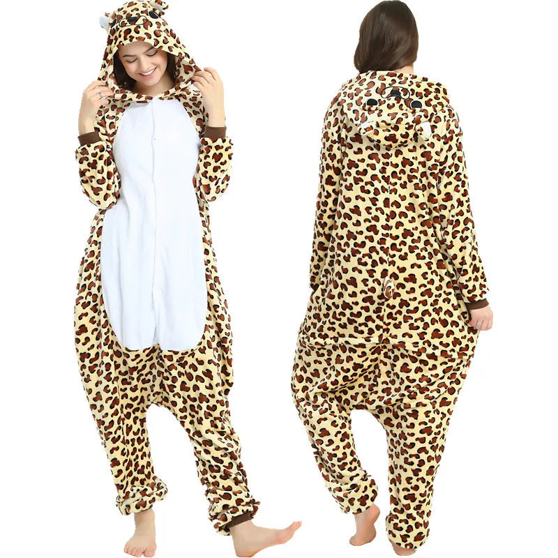 Adults Animal Onesies Unicorn Pajamas Couple Sleepwear Women Men Winter Unisex Kigurumi Costumes Cartoon Flannel Rabbit Pajamas
