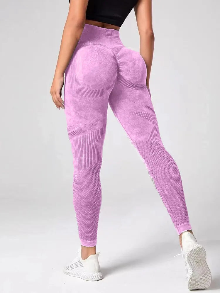 Women Leggings Washing Yoga Pants Push Up Fitness Leggings Hip Lift High Waist Scrunch Tights Seamless Pants