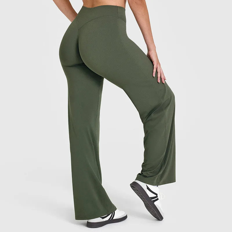 VEQKING Soft Active Women Yoga Pants Strait-leg Yoga Pilates Trousers Naked Feel Gym Fitness Peach Hip Outfits Loose Fit Bottoms