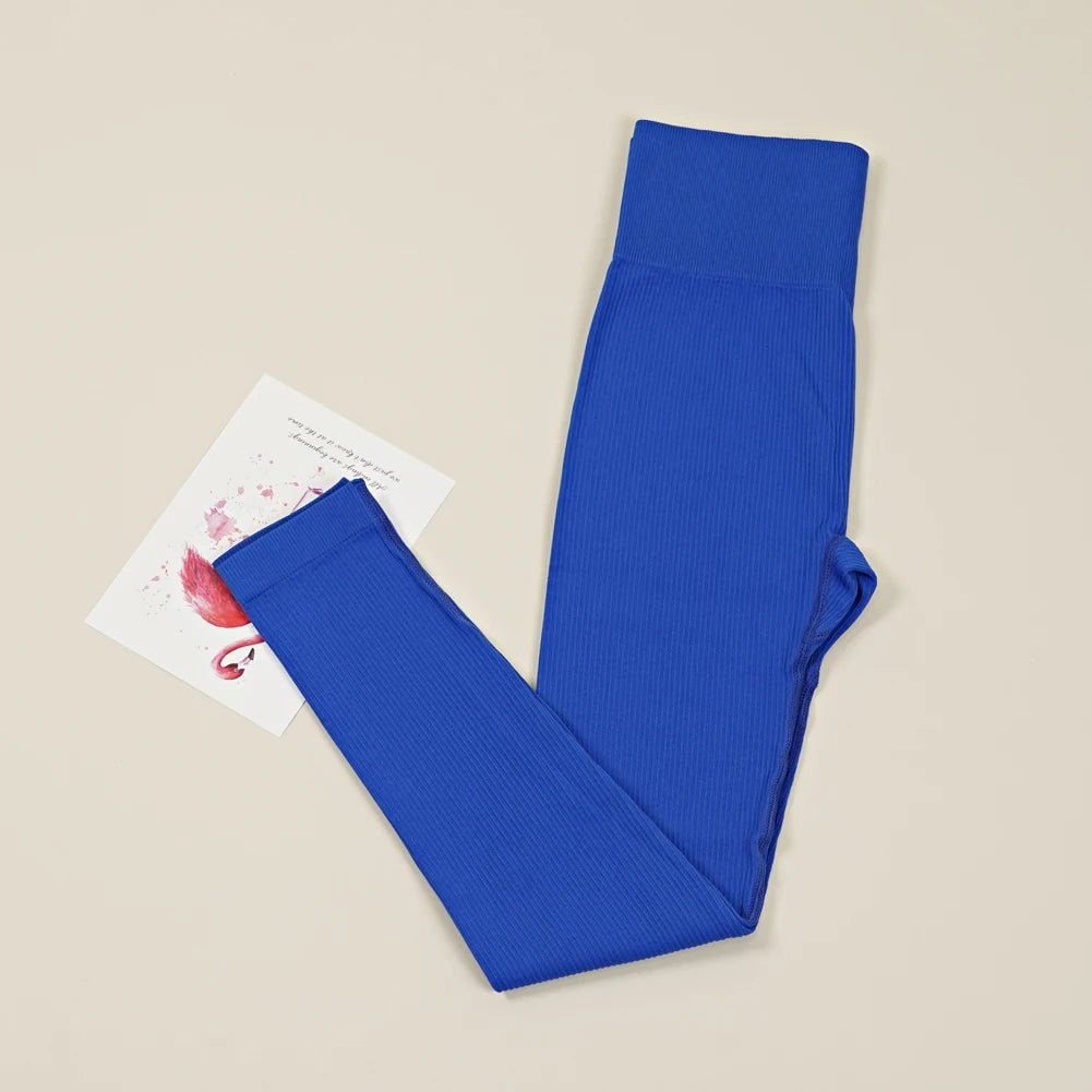 STOUREG Seamless solid color threaded women's yoga pants, high waisted casual tight pants, outdoor running and fitness pants