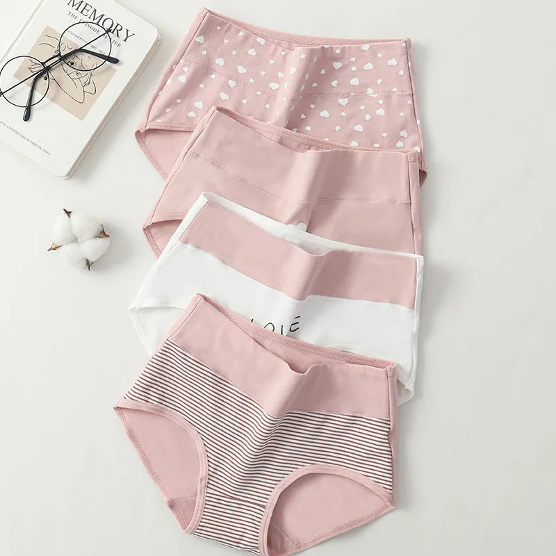 4PCS High Waist Women's Panties Body Shaper Underwear Breathable Cotton Underpants  Plus Size M-5XL Panty Slimming Female Briefs