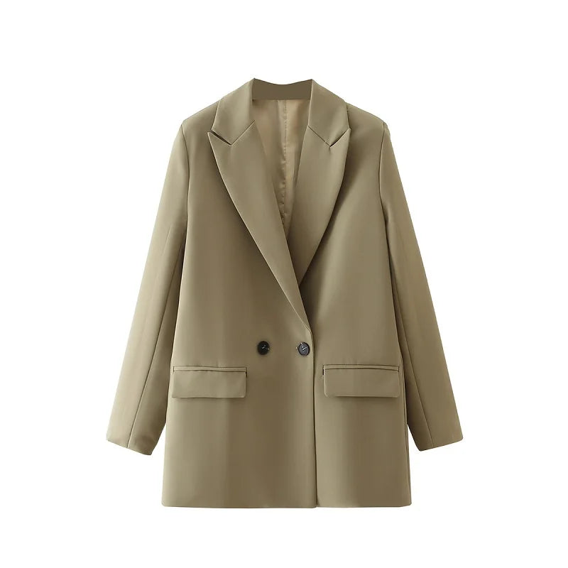 HXAO Blazer Woman Black Beige Khaki Blue Green Gray Women coat Fashion Office Wear Women's Blazers Jacket Outerwears 2024