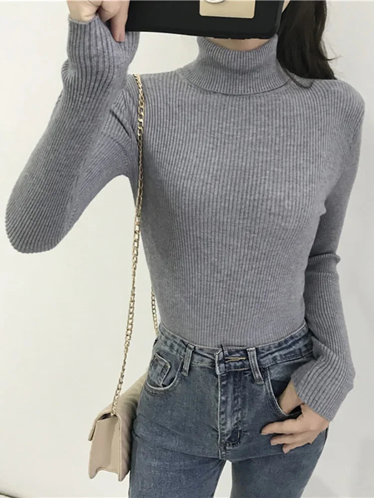 Womens Autumn Winter Tops 2026 Turtleneck Sweater Korean Slim Women Pullover Jumper Knitted Sweater Pull Femme Hiver Truien