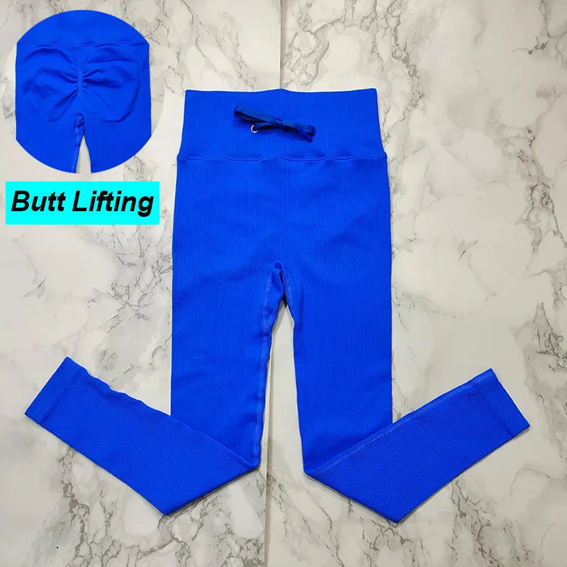 Ribbed Leggings Women Yoga Pants Seamless Scrunch Leggings Sports Tights Ribbed Gym Legging Workout Fitness Pants Female Legins