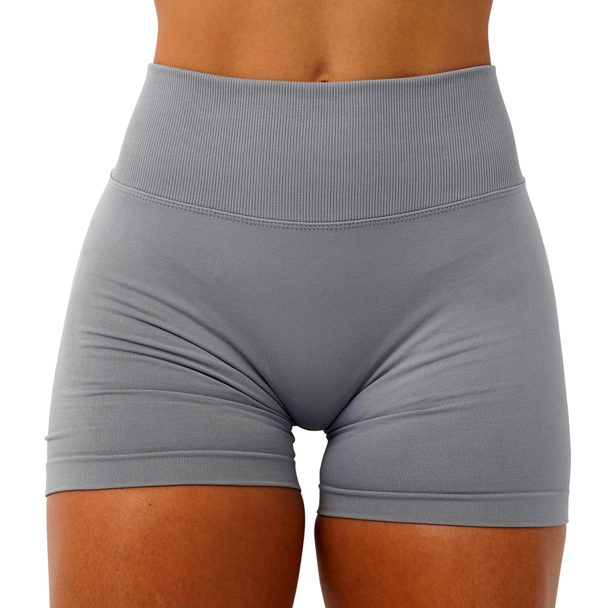 Seamless Workout Shorts for Women, V-Waistband Tight Fit Shorts, 3-Inch Yoga Running Shorts