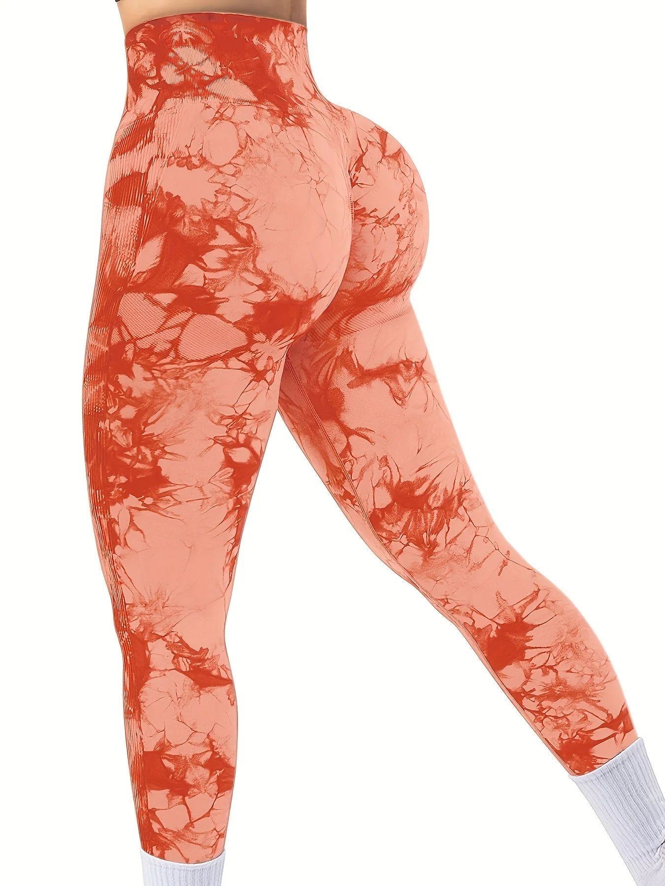 Tie Dye Seamless High Waisted Workout Leggings for Women Scrunch Butt Lifting Yoga Gym Athletic Pants