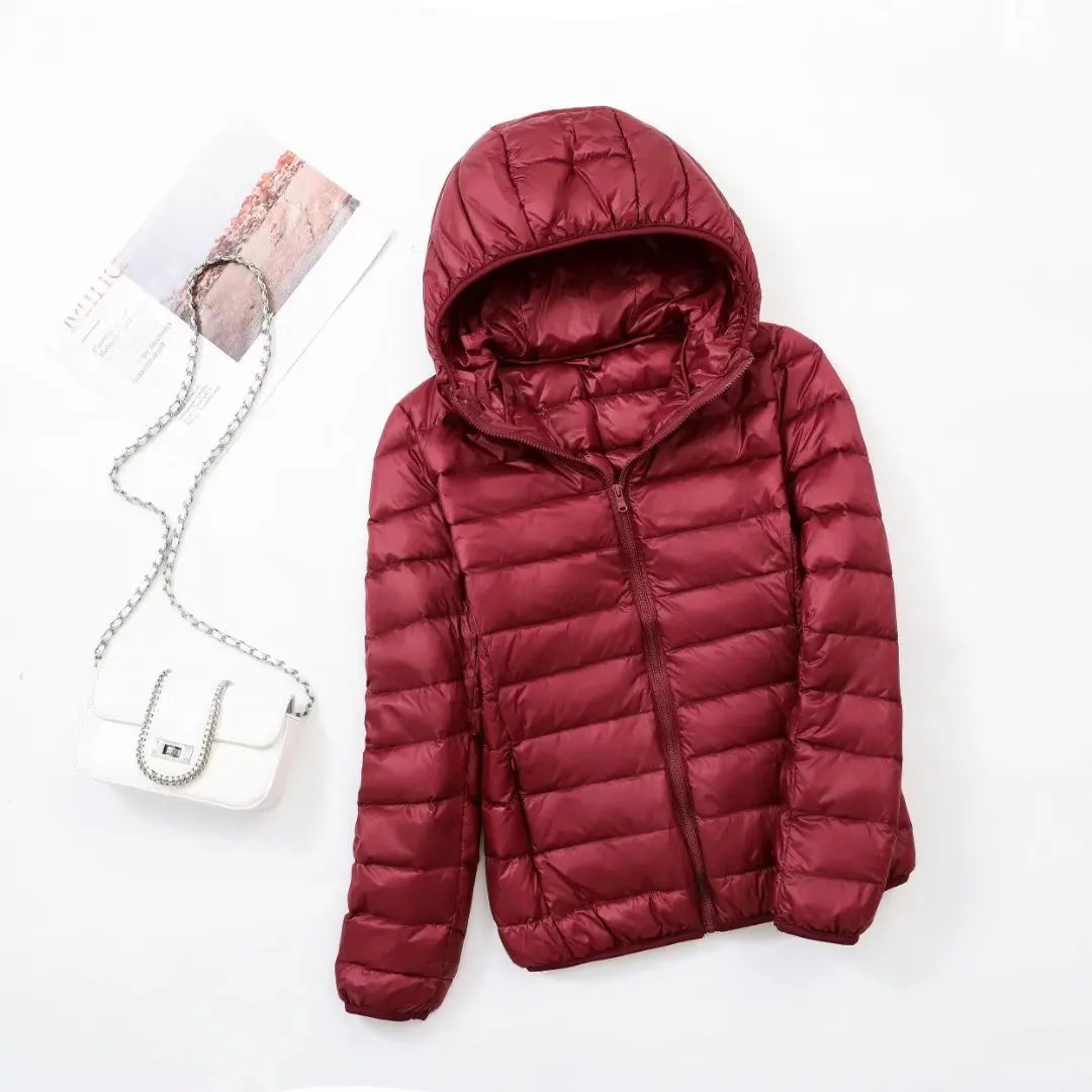 Plus Size Thin Light Down Jacket Women 2023 Autumn Winter Slim Short Hooded Warm White Duck Down Coat Women Outerwear Streetwear
