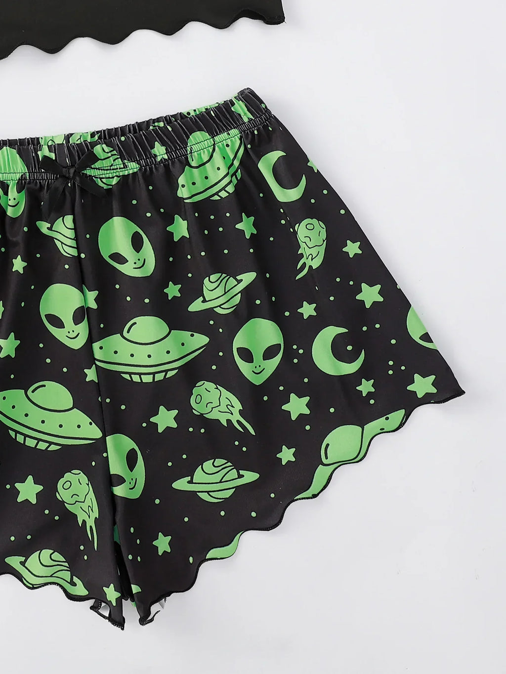 Summer Pajamas Women's Sexy Alien Print Sling Sleepwear V-Neck Pyjamas Homewear Sleeveless Cute Top And Shorts Sets