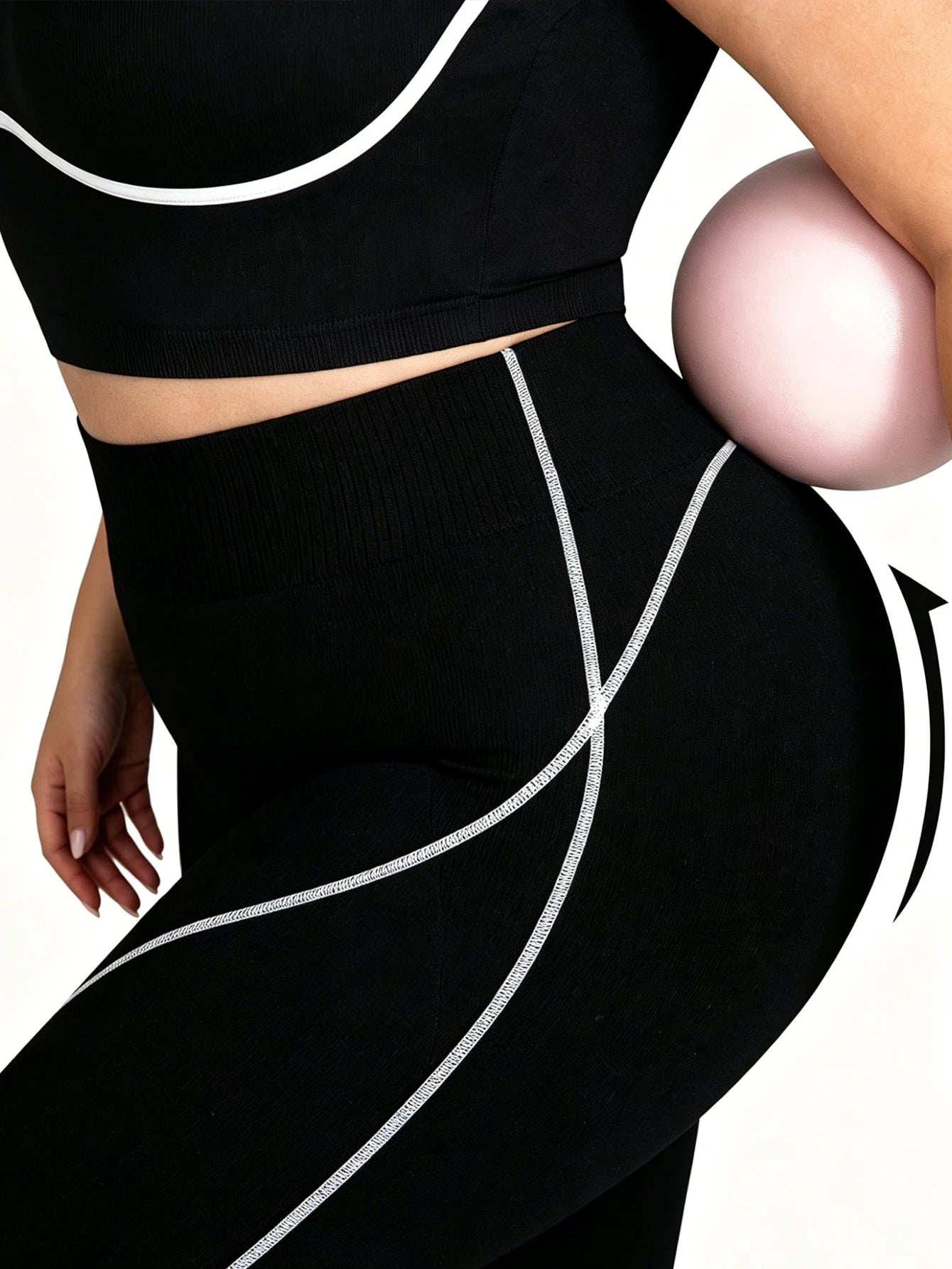 Plus Size Women's Sports Leggings, Seamless, High Waist, Contrast Piping, Butt Lifting, 4-Way Stretch, Gym Casual