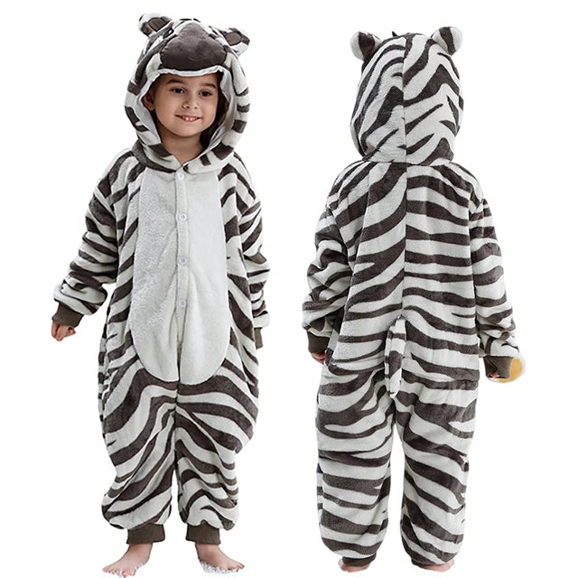 MICHLEY carnival Flannel Pajamas Child Sleepwear Jumpsuit Onesies Animal Cartoon Clothes Winter Halloween For Boys Girls Family