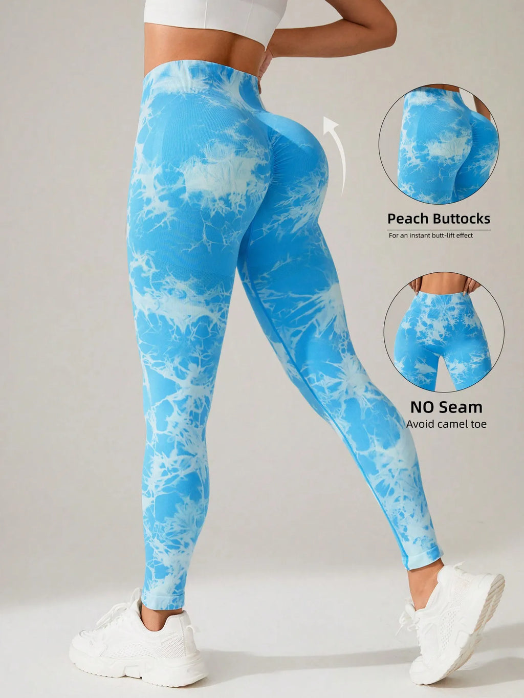 Women Seamless High Waist Tie Dye Yoga Leggings, Butt Lifting Compression Tummy Control Workout Gym Fitness Pants