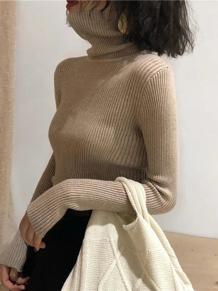 Womens Autumn Winter Tops 2026 Turtleneck Sweater Korean Slim Women Pullover Jumper Knitted Sweater Pull Femme Hiver Truien