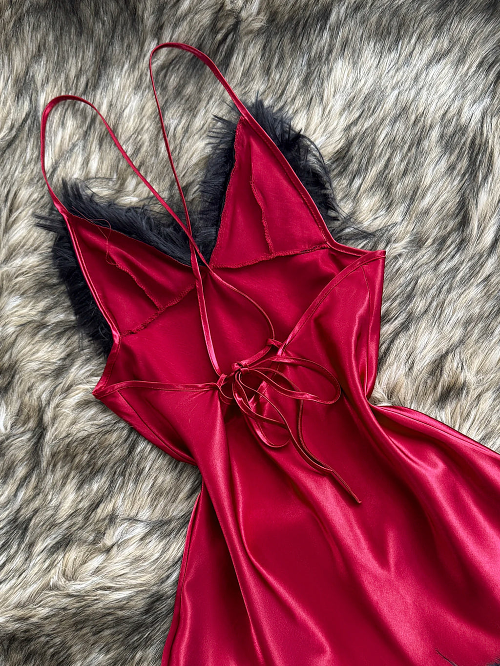 Women's Feather Trim Nightdress V Neck Sexy Solid Breathable Short Dress For Home or party