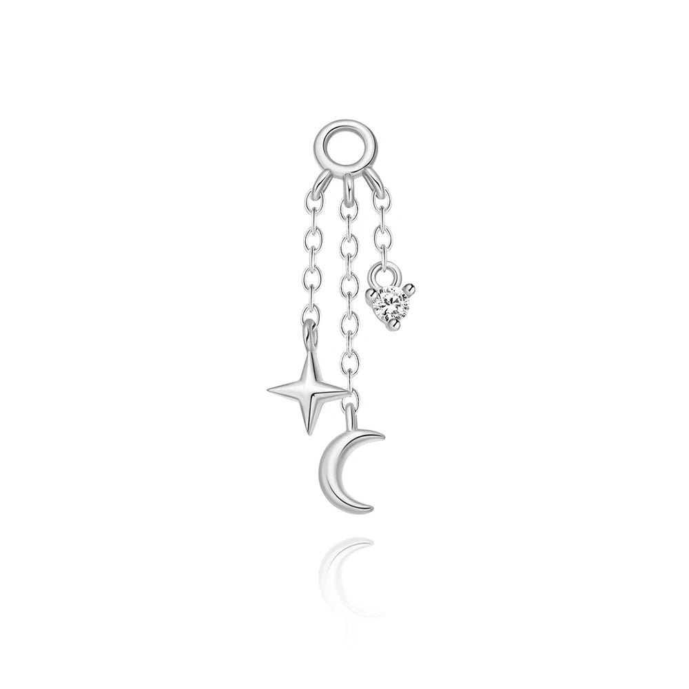 ROXI 925 Sterling Silver DIY 1 Piece Tassel Chain zircon Charms accessory for Women Circle/Piercing Earrings Perforated Jewelry
