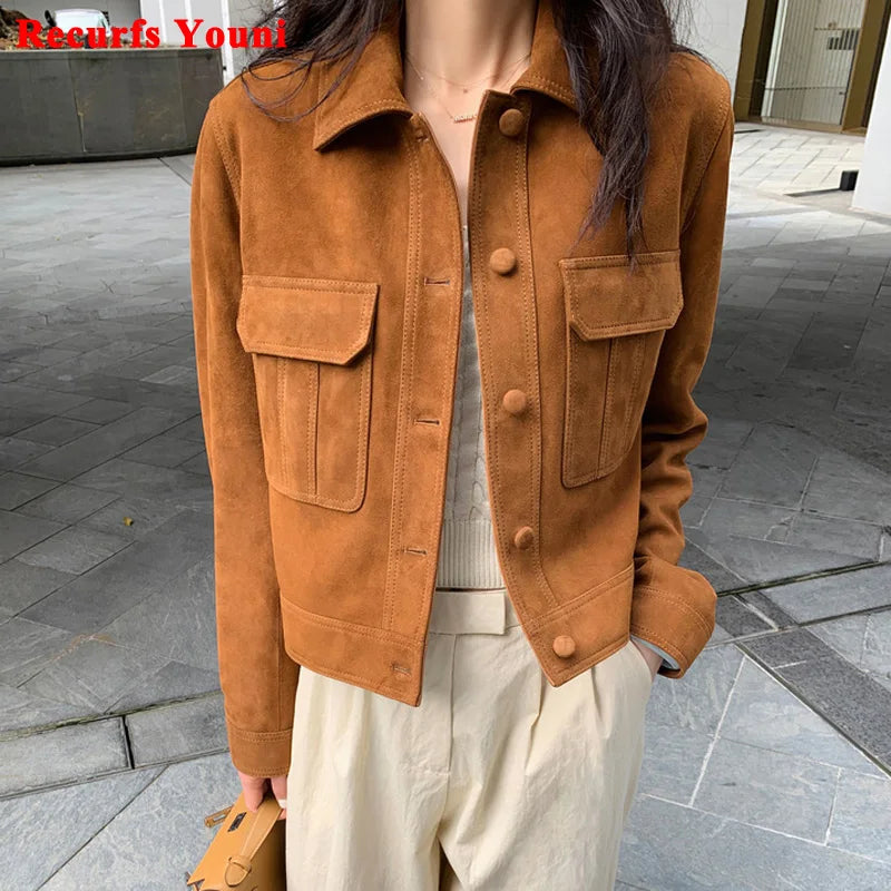 Classic Quality Leather Jacket For Women 2025 Winter Cashmere Suede Leather Coat Female Slimming Versatile Jaqueta Streetwear
