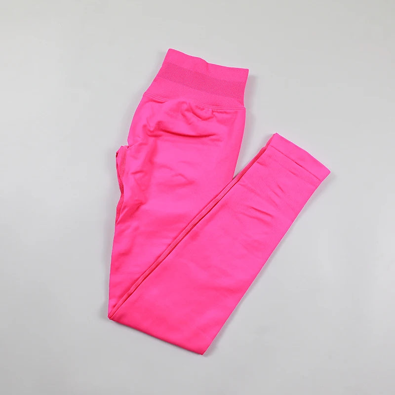 No Logo Sexy V-Back Leggings Seamless Yoga Pants Scrunch Butt Lifting Gym Leggings Low Ribbed Waistband Fitness Sports Tights