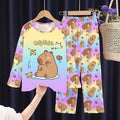 Girls Capybara Pajamas Set Full Sleeve Children Sleepwear Kids Pyjamas Suits for Teenager Boys Pijama Capibara Home Wear Clothes