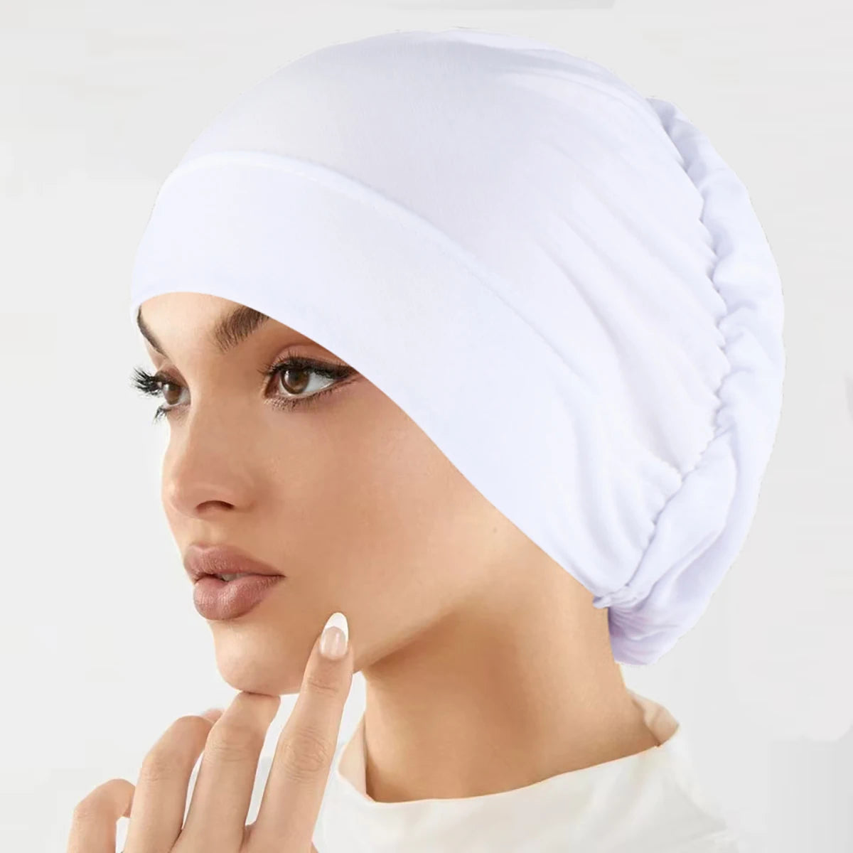 Muslim Fashion Women Hijabs Soft Stretch Solid Color Turban Hat Cancer Chemo Beanies Caps Headwear Headwrap Hair Accessories