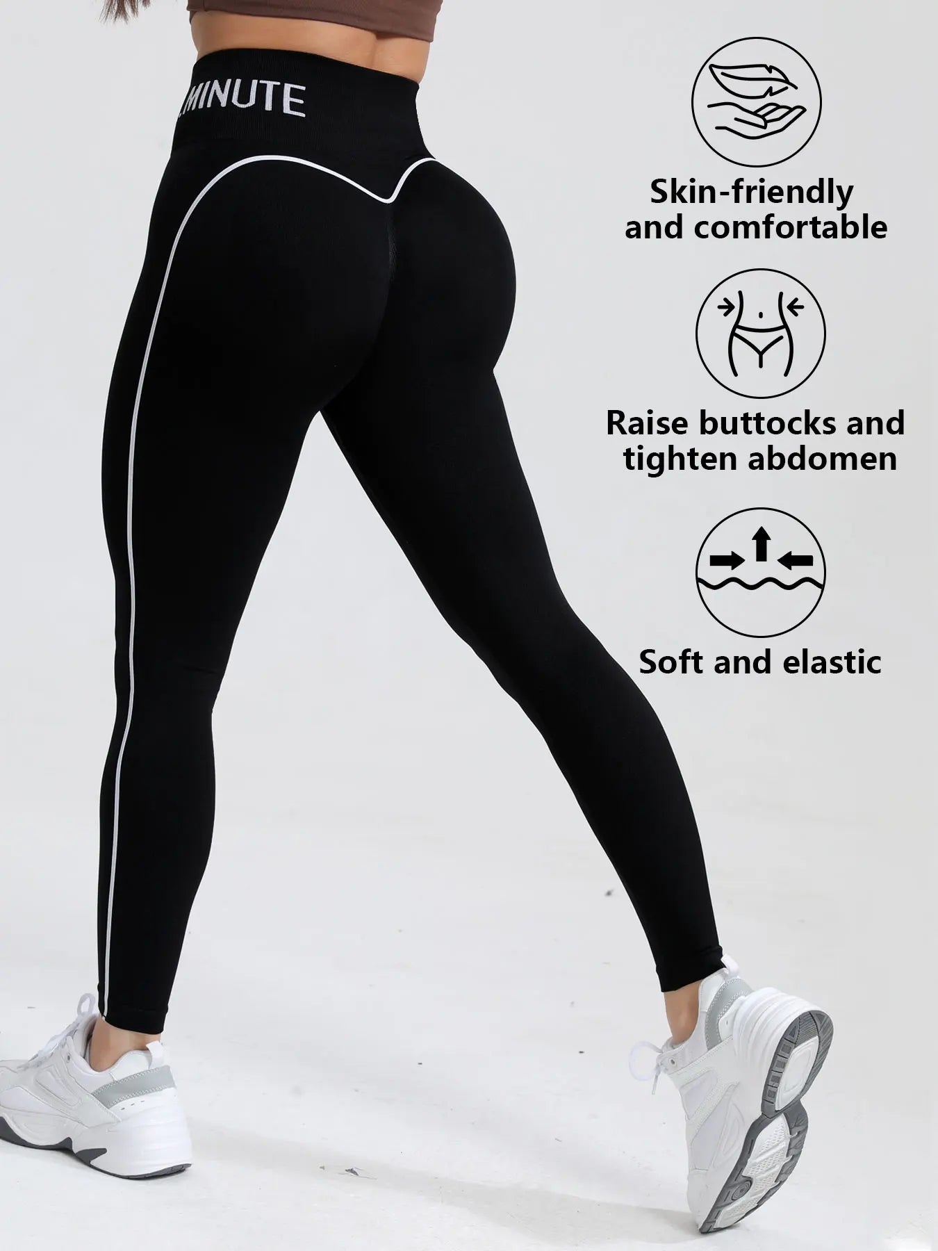 CZGUKE Women's seamless gym solid color sports pants tight fitting high waisted and hip lifting yoga pants running sports pants