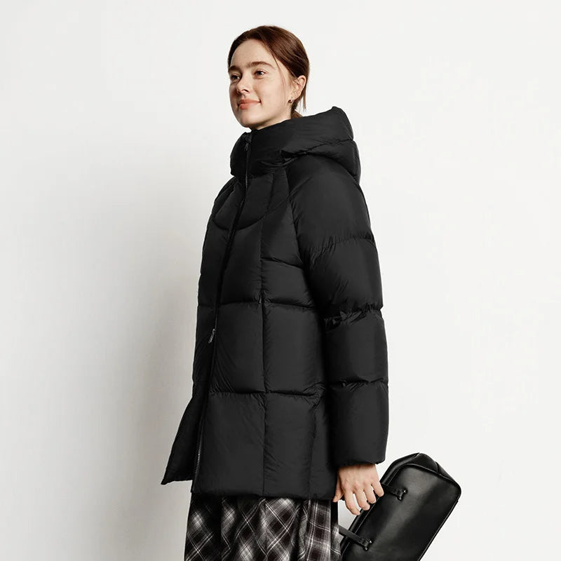 Semir Down Jacket Women Winter Mid-Length 90% Down Fill Thick Three-Resistant Turtle Back Raglan 2025 New Outerwear Women's Wear