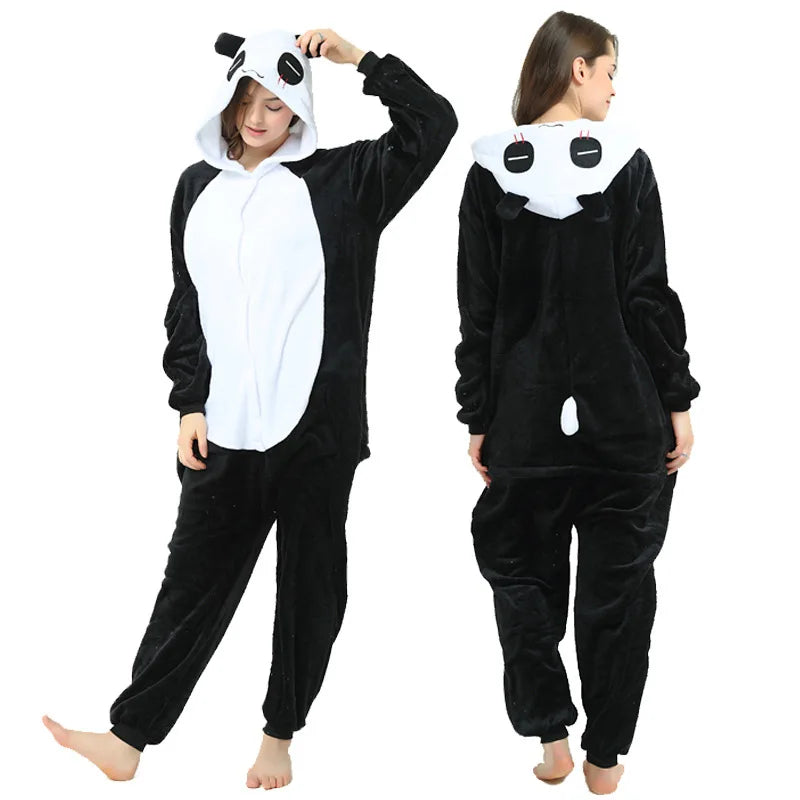 Adults Animal Onesies Unicorn Pajamas Couple Sleepwear Women Men Winter Unisex Kigurumi Costumes Cartoon Flannel Rabbit Pajamas