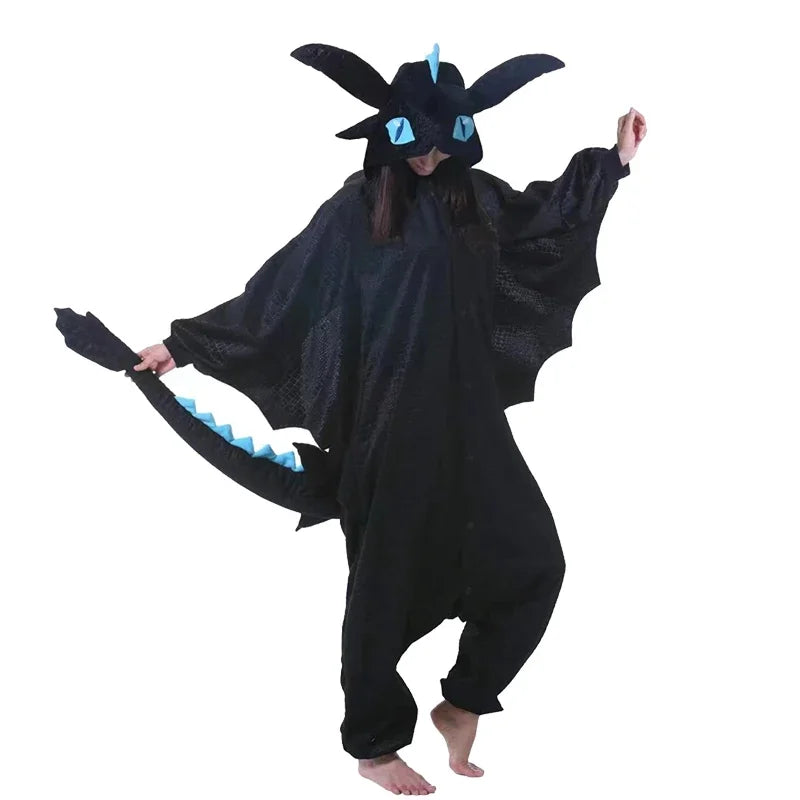 Kids Winter Plush Pajamas Children Dragon Stitch Cow Sleepwear Keep Warm Kigurumi For Boys Girls Flannel Fleece Sleeping Clothes