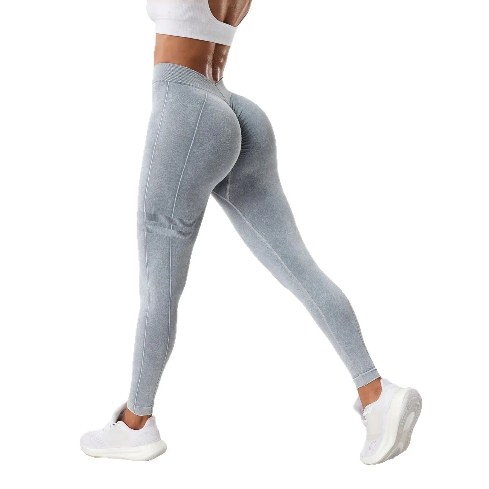 Muyao Seamless V-Waist Sand-Washed Yoga Pants Women's Breathable Butt-Lifting High Elasticity Tight Fitness Nine-Piece Pants