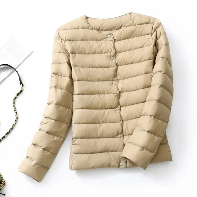 2024 New Spring Winter Women Liner Warm Down Jackets Ultralight Collarless Portable Female Padded Parkas O-Neck Puffer Overcoat
