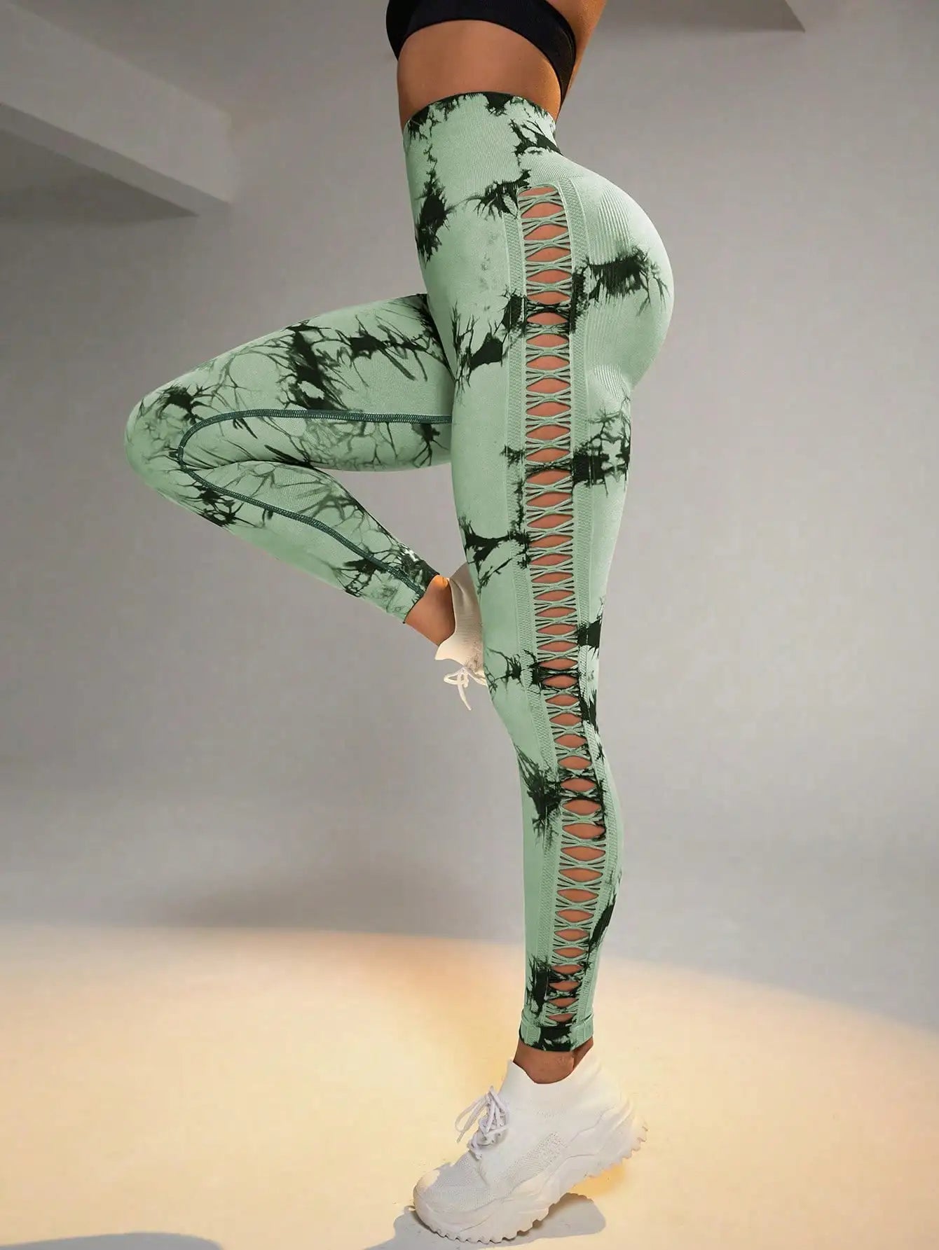 Tie Dye High Waist Leggings Women Scrunch Butt Lifting Yoga Pants Seamless Workout Leggings For Women Side Mesh Gym Leggings