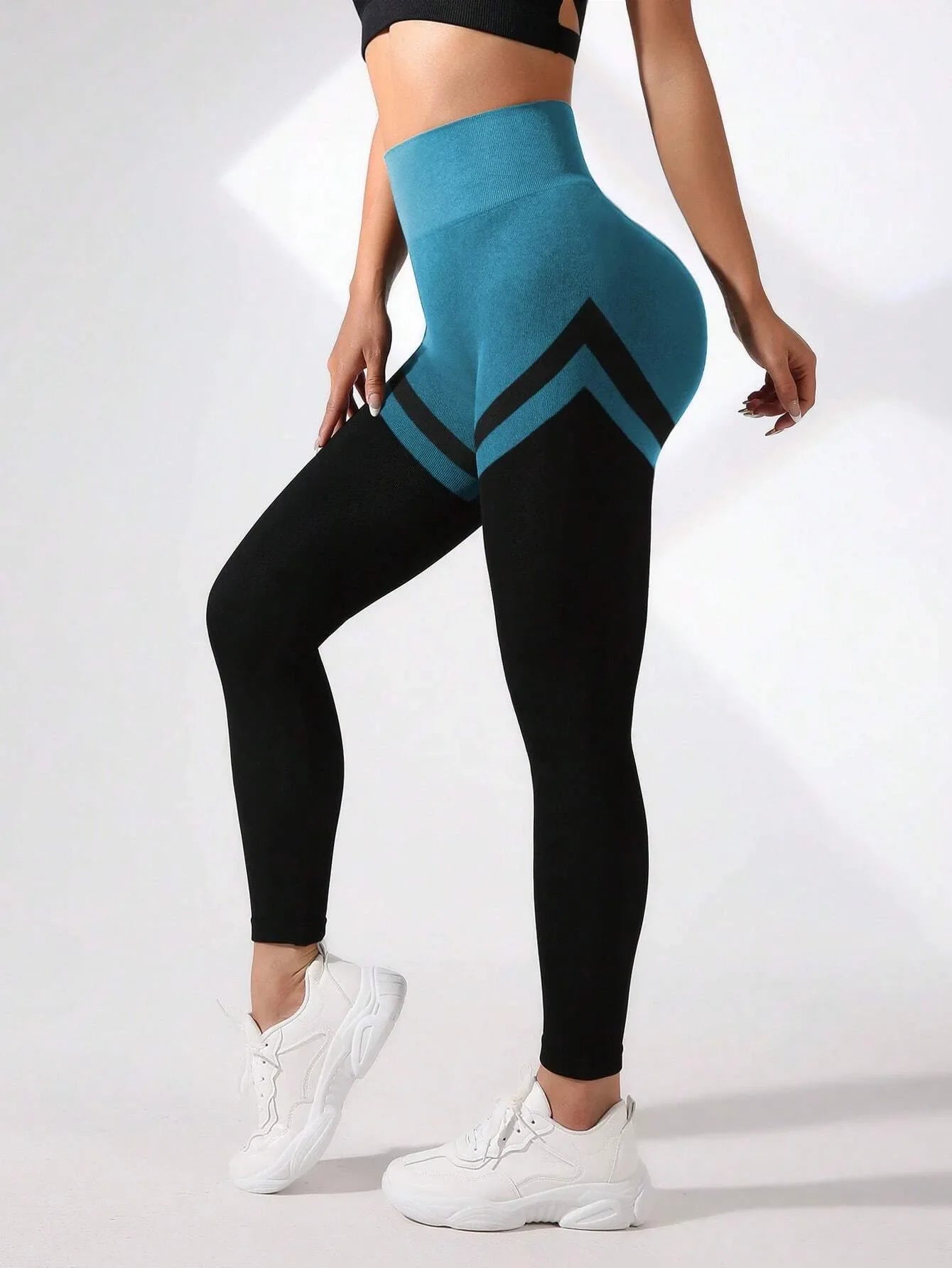 Seamless Color Block High-waisted Yoga Leggings Women's Peach Hip Training Leggings Sport Running Fitness Pants