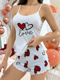 Cute Bear Printed Pajamas Set for Women's Loungewear Sling Crop Tops and Shorts Summer Sleepwear Home Wear Clothes