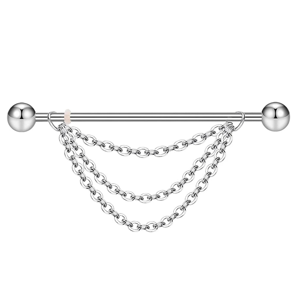 316L Surgical Steel Industrial Barbell Earrings Heart Arrow for Women Men Helix Conch Cartilage Piercing Jewelry 38mm 14g Bar