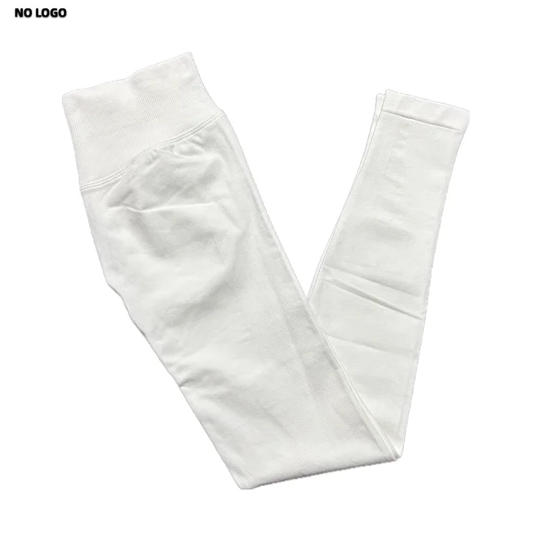 No Logo Woman Sports Leggings Seamless Yoga Long Pants Low Ribbed Band Fitness Sportswear Gym Exercise Tights Workout Leggings