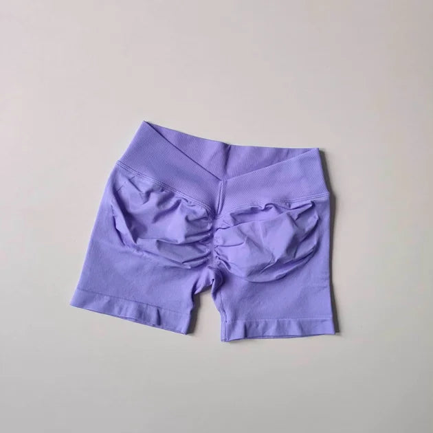 Seamless Workout Shorts for Women, V-Waistband Tight Fit Shorts, 3-Inch Yoga Running Shorts