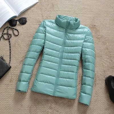 Women's Fashion Hooded Short Puffer Jackets 2025 New Spring Winter 90% White Duck Down Lightweight Packable female Warm Parka