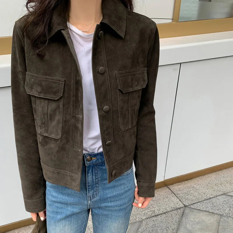 Classic Quality Leather Jacket For Women 2025 Winter Cashmere Suede Leather Coat Female Slimming Versatile Jaqueta Streetwear