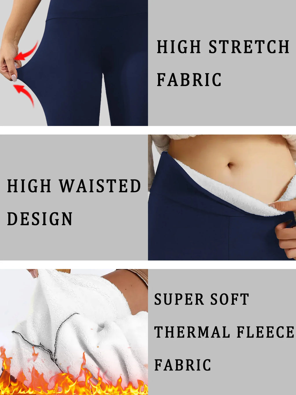 High Waisted Fleece-Lined Leggings for Women Thick Soft Tummy Control Workout Running Yoga Thermal Warm Pants for Cold Winter