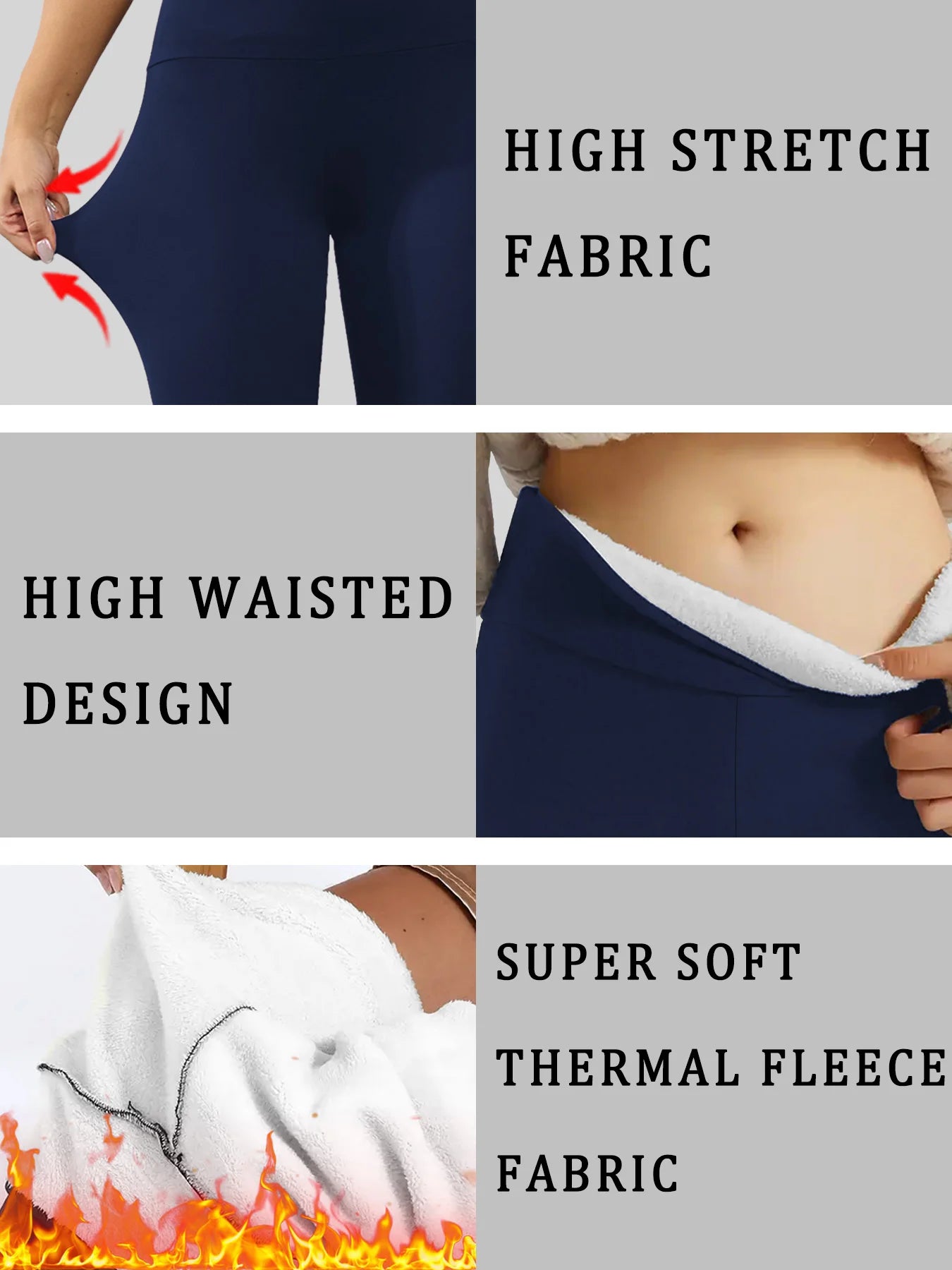High Waisted Fleece-Lined Leggings for Women Thick Soft Tummy Control Workout Running Yoga Thermal Warm Pants for Cold Winter