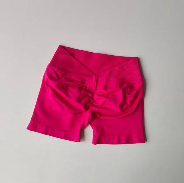 Seamless Workout Shorts for Women, V-Waistband Tight Fit Shorts, 3-Inch Yoga Running Shorts