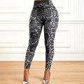High-Waisted High-Elastic Yoga Leggings with Snake Print for Fitness Running And Daily Wear Slimming Long Pants