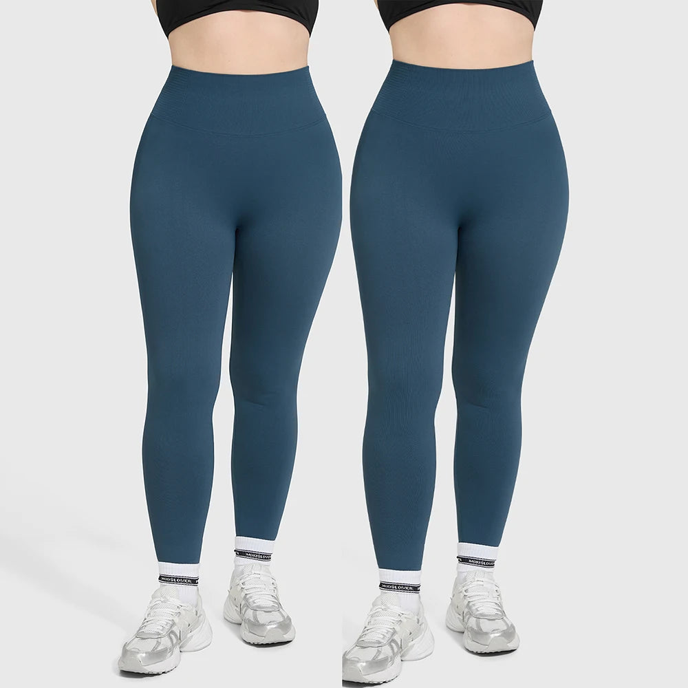 2 Pack Gym Leggings Women Seamless High Waist Yoga Pants  Slim Push Up Gym Tights Elastic Fitness Leggings Gym Workout Pants